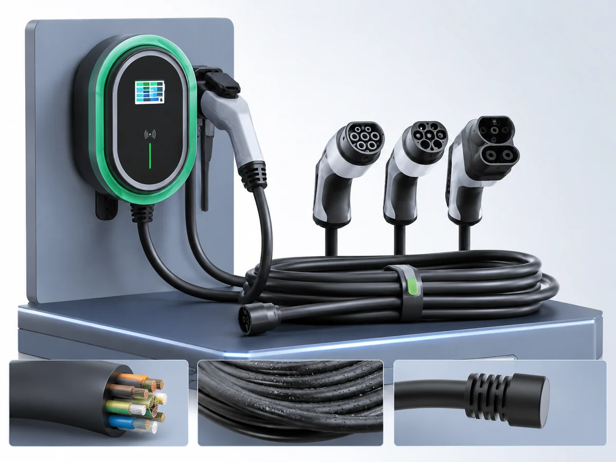 EV charging cable and connector configuration options